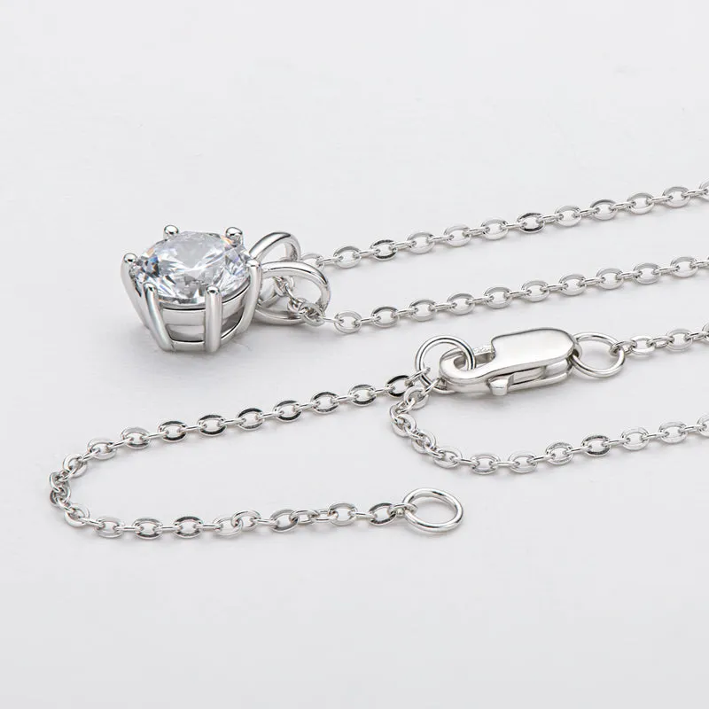 Round Cut Created White Diamond Pendant Necklace