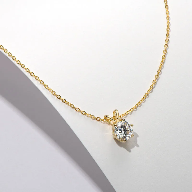 Round Cut Created White Diamond Pendant Necklace