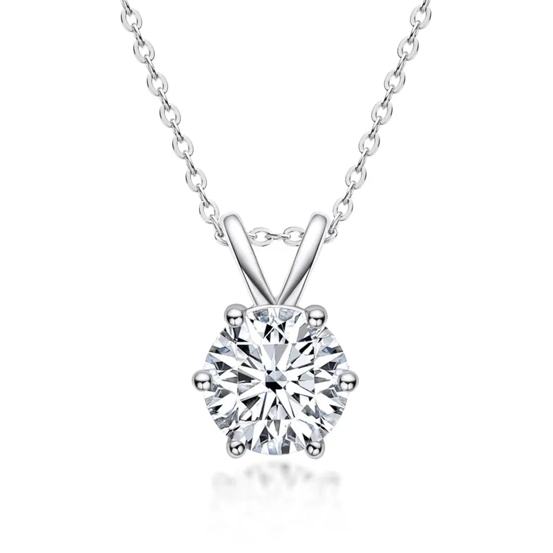 Round Cut Created White Diamond Pendant Necklace