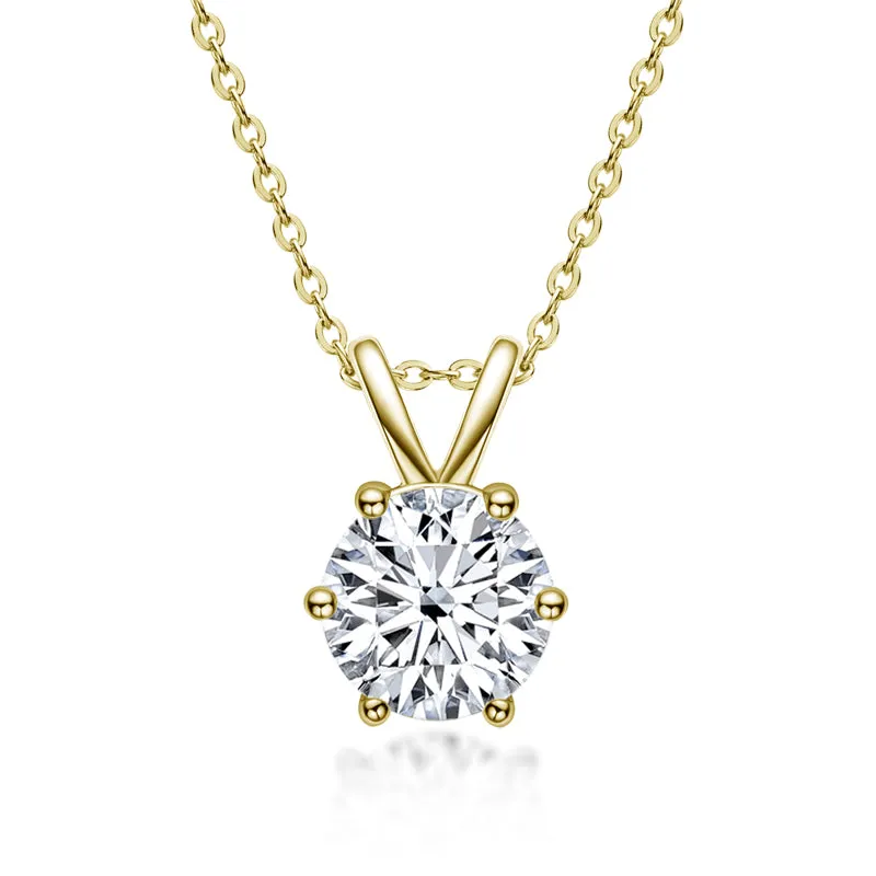 Round Cut Created White Diamond Pendant Necklace