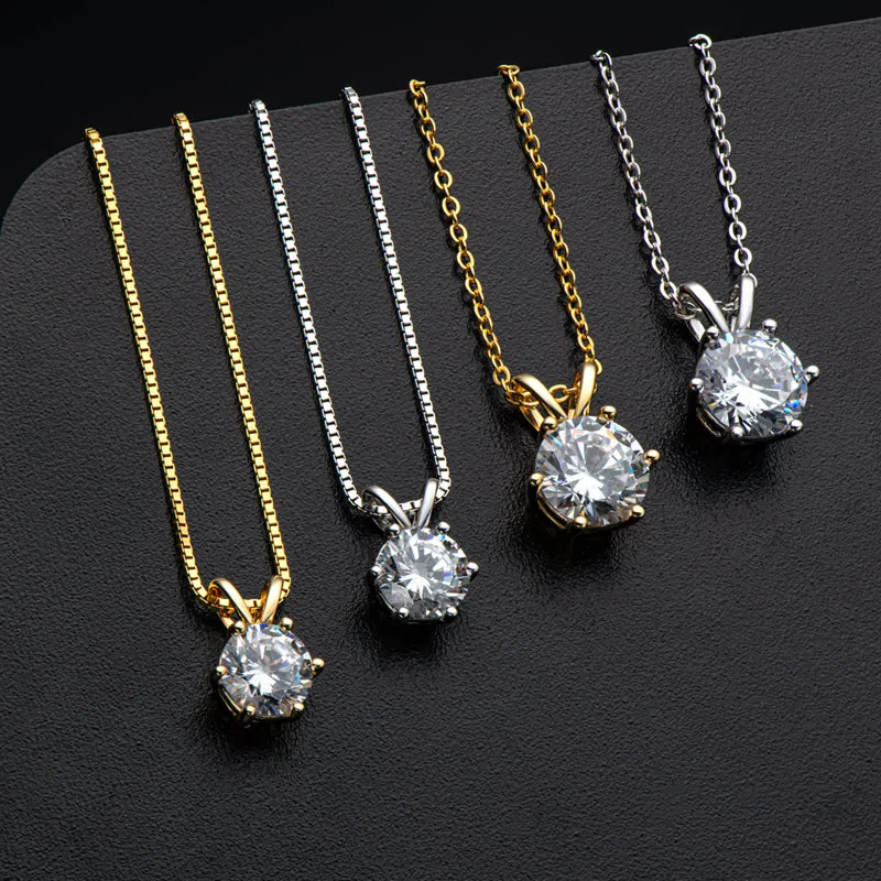 Round Cut Created White Diamond Pendant Necklace