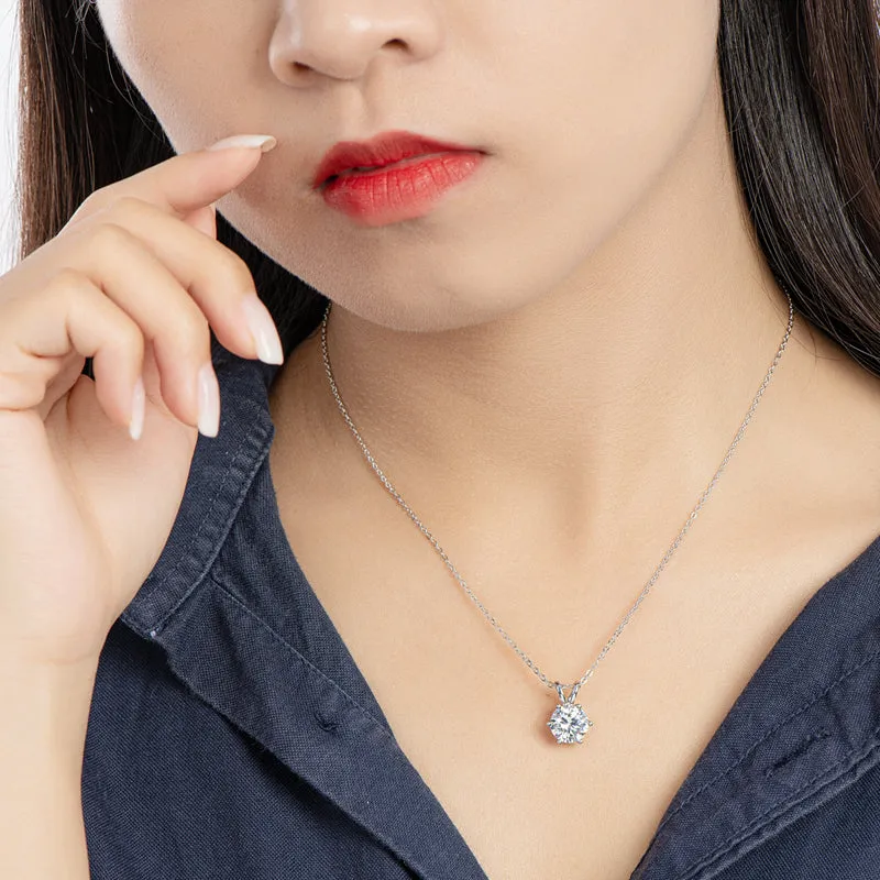 Round Cut Created White Diamond Pendant Necklace