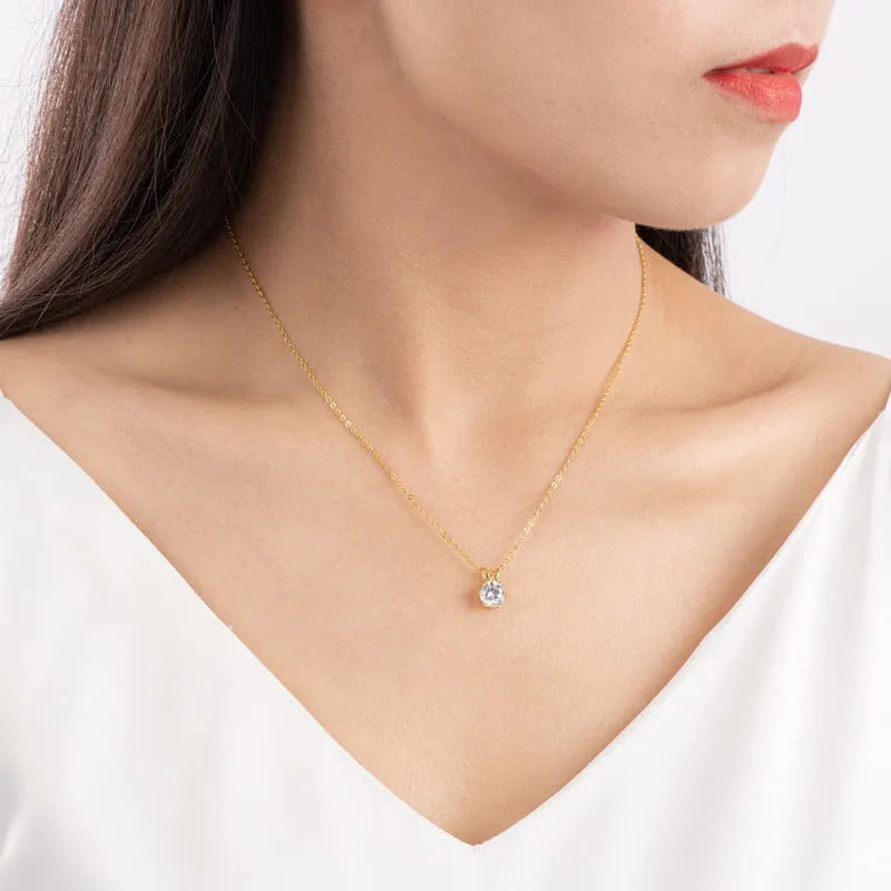 Round Cut Created White Diamond Pendant Necklace