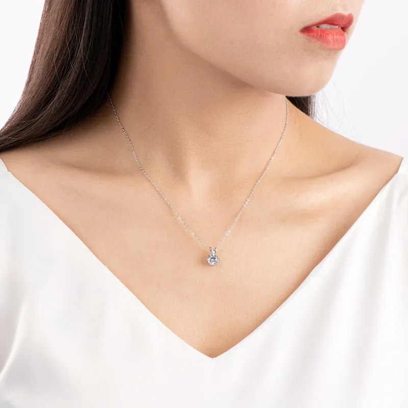 Round Cut Created White Diamond Pendant Necklace