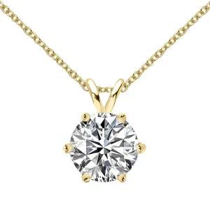 Round Cut Created White Diamond Pendant Necklace