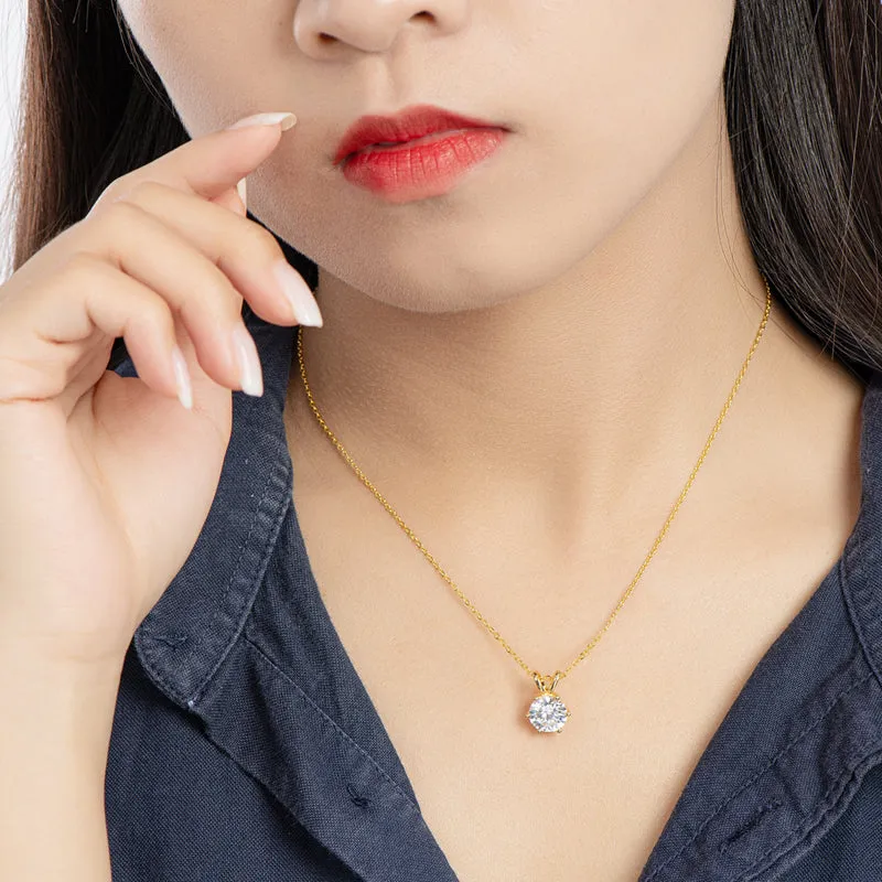Round Cut Created White Diamond Pendant Necklace