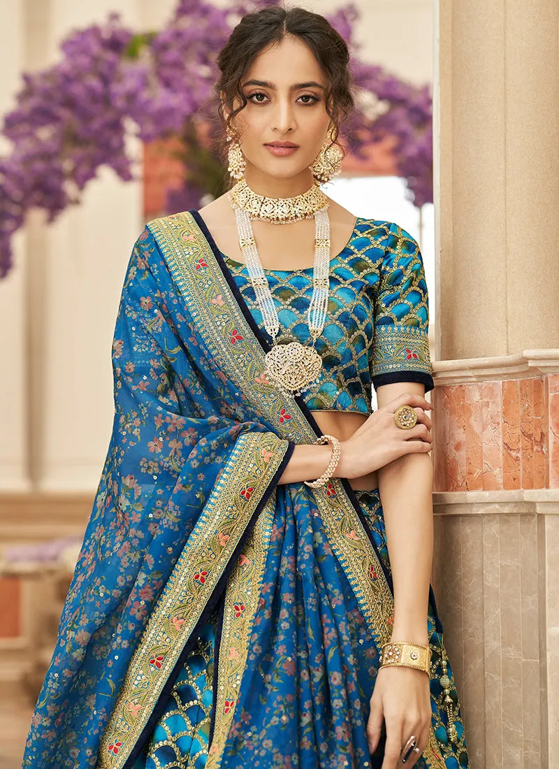 Royal Blue Embroidery Wedding Lehenga Choli