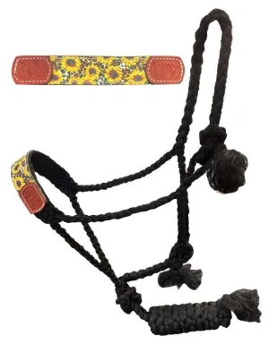 Showman Halter Woven Nylon with Sunflower/Cheetah Noseband