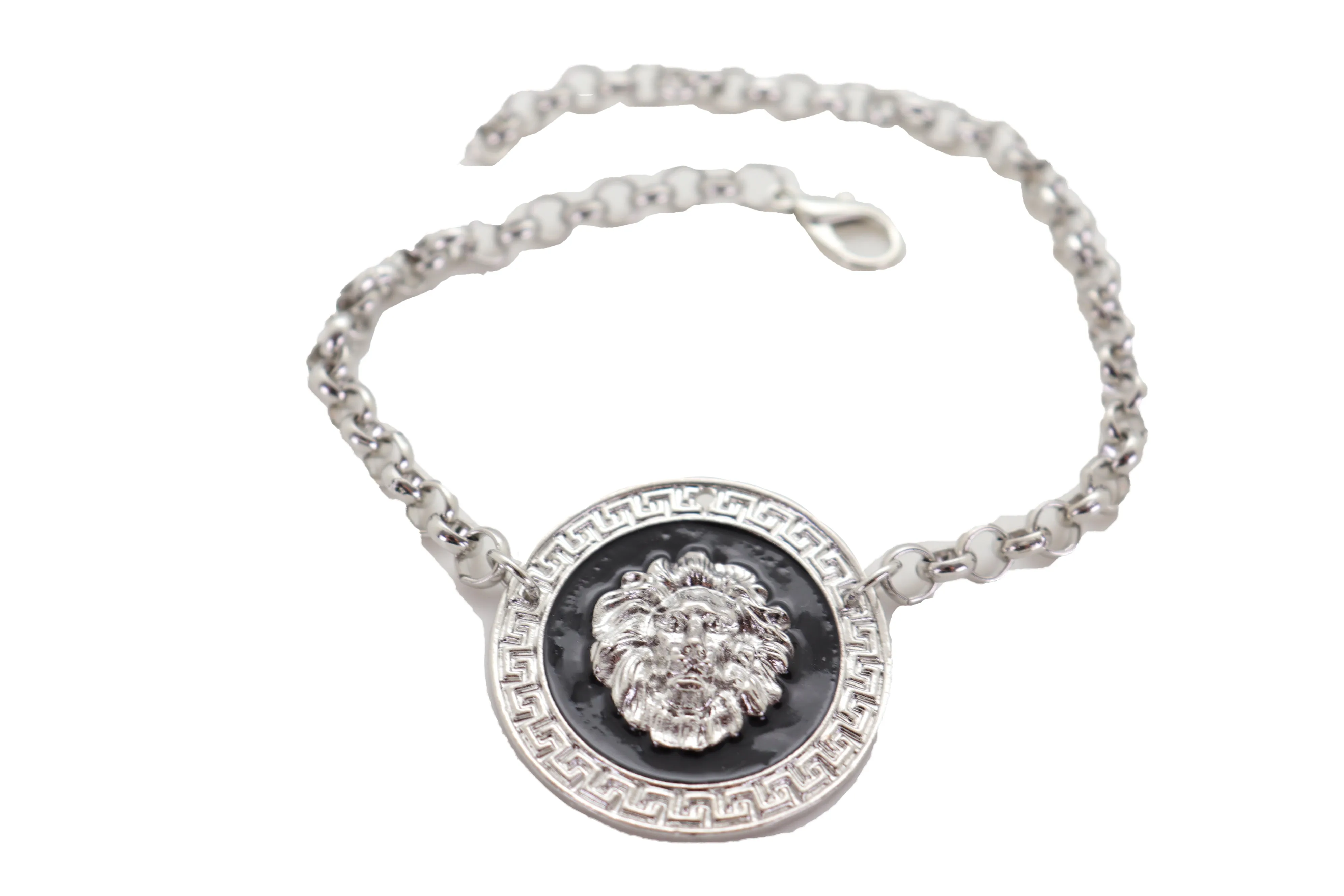 Silver Metal Chain Western Boot Bracelet Shoe Lion Coin Charm
