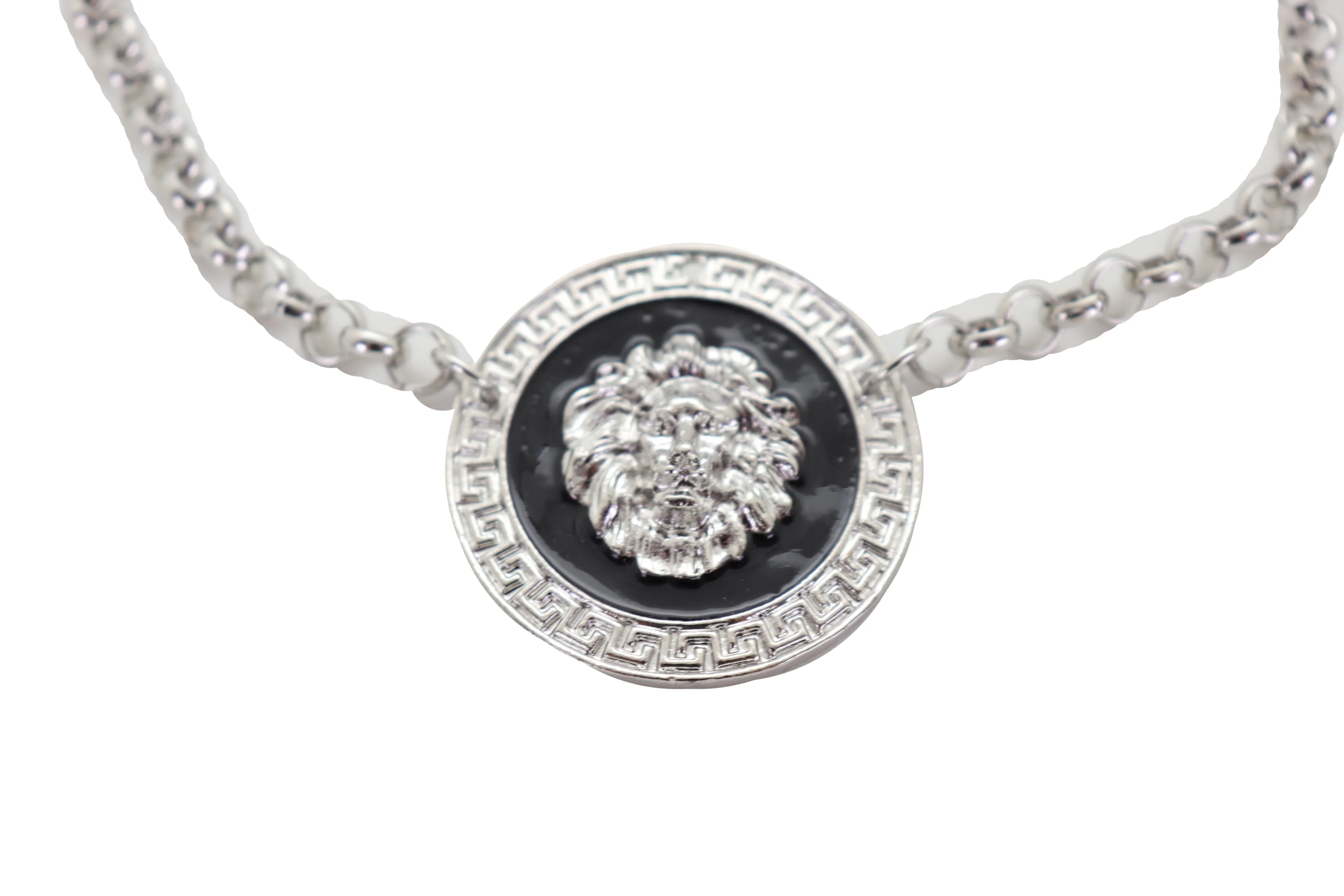 Silver Metal Chain Western Boot Bracelet Shoe Lion Coin Charm