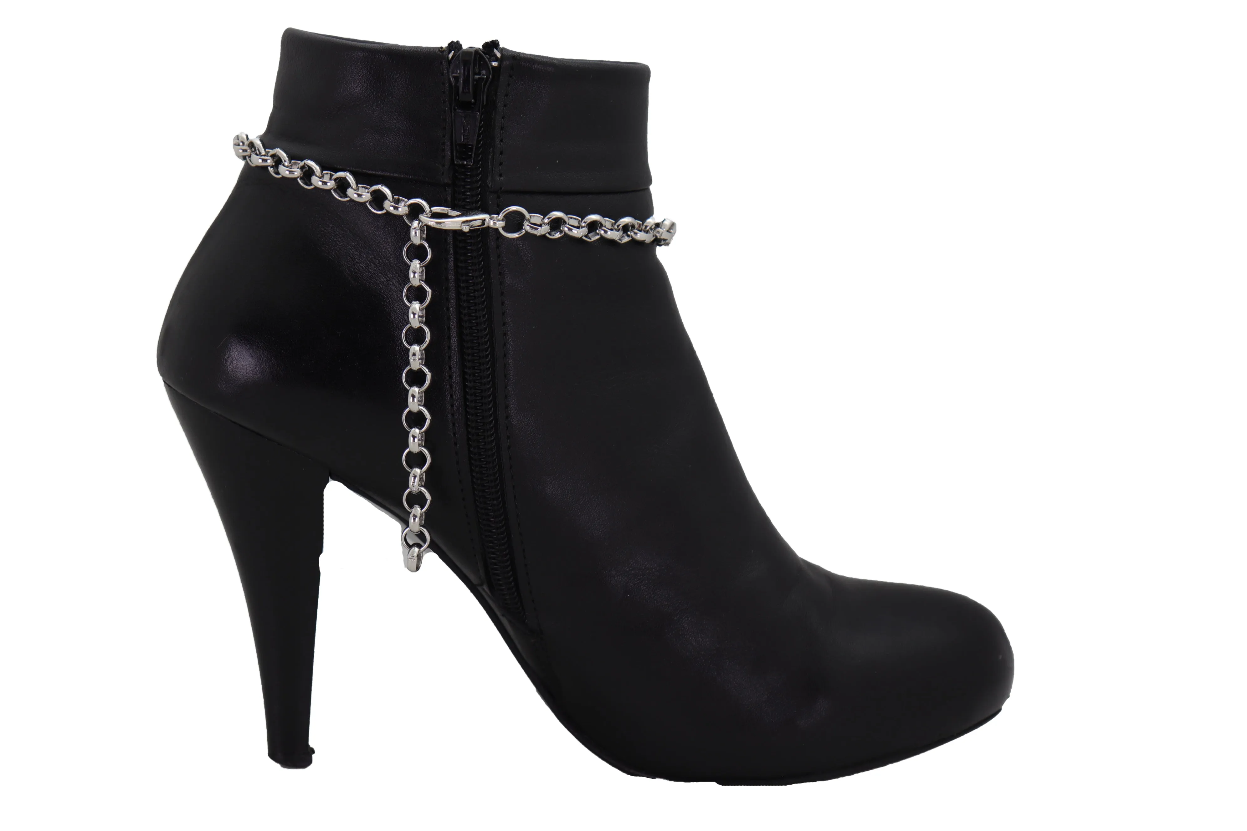 Silver Metal Chain Western Boot Bracelet Shoe Lion Coin Charm