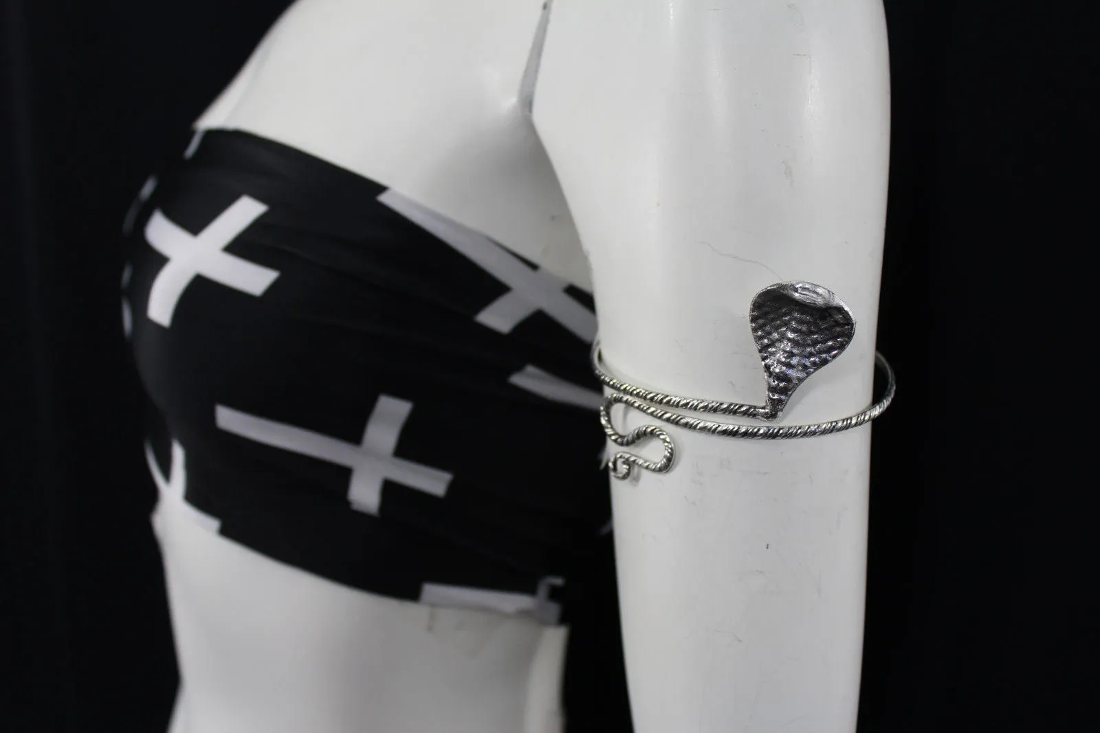 Silver Metal Upper Arm Cuff Bracelet Snake Cobra