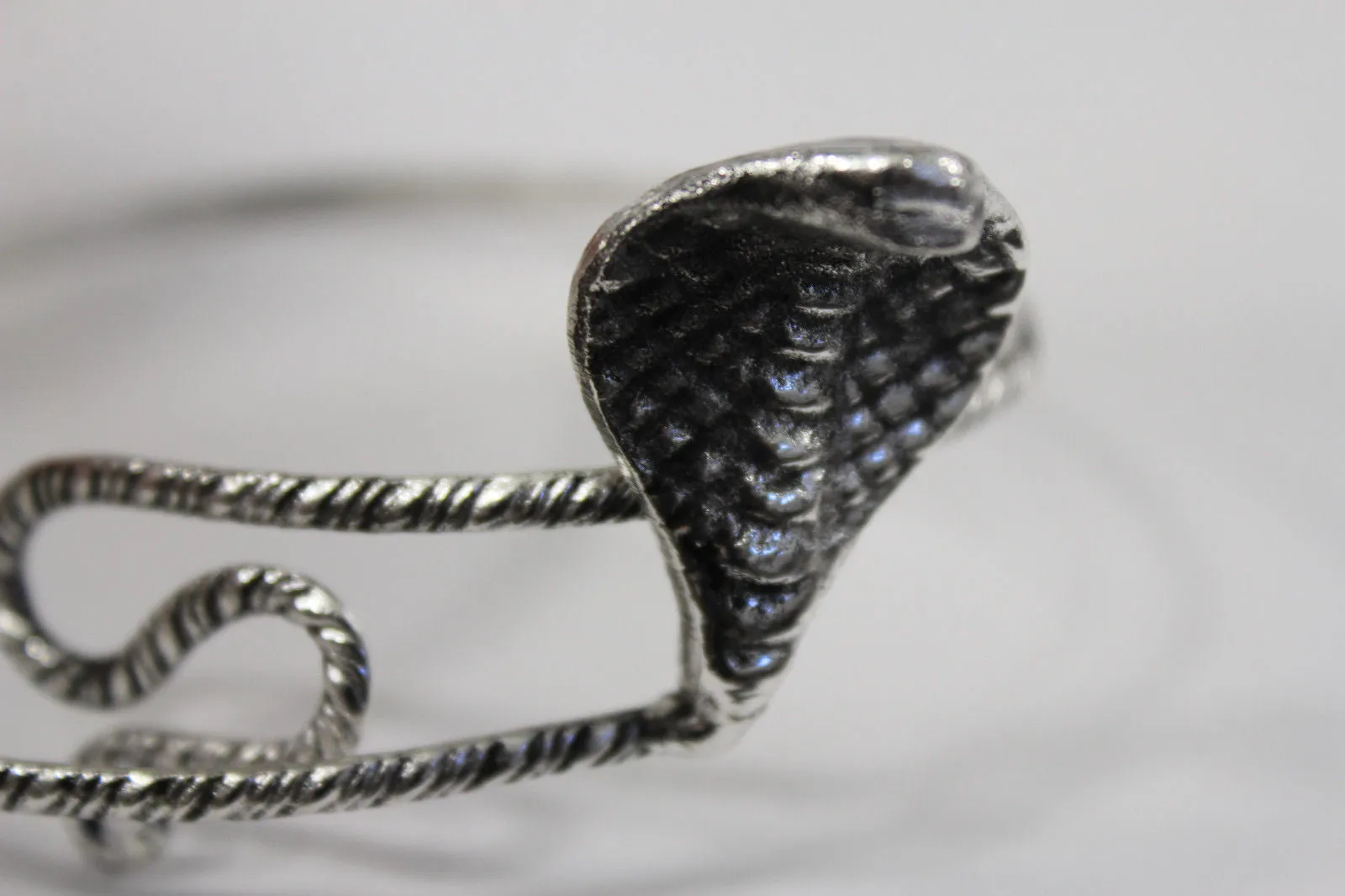 Silver Metal Upper Arm Cuff Bracelet Snake Cobra