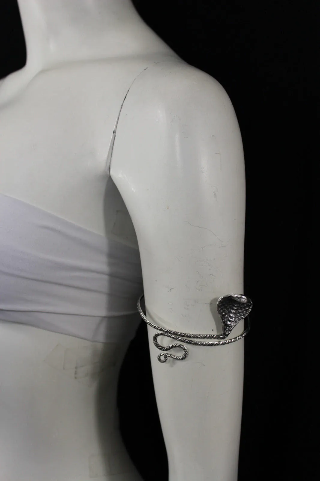 Silver Metal Upper Arm Cuff Bracelet Snake Cobra