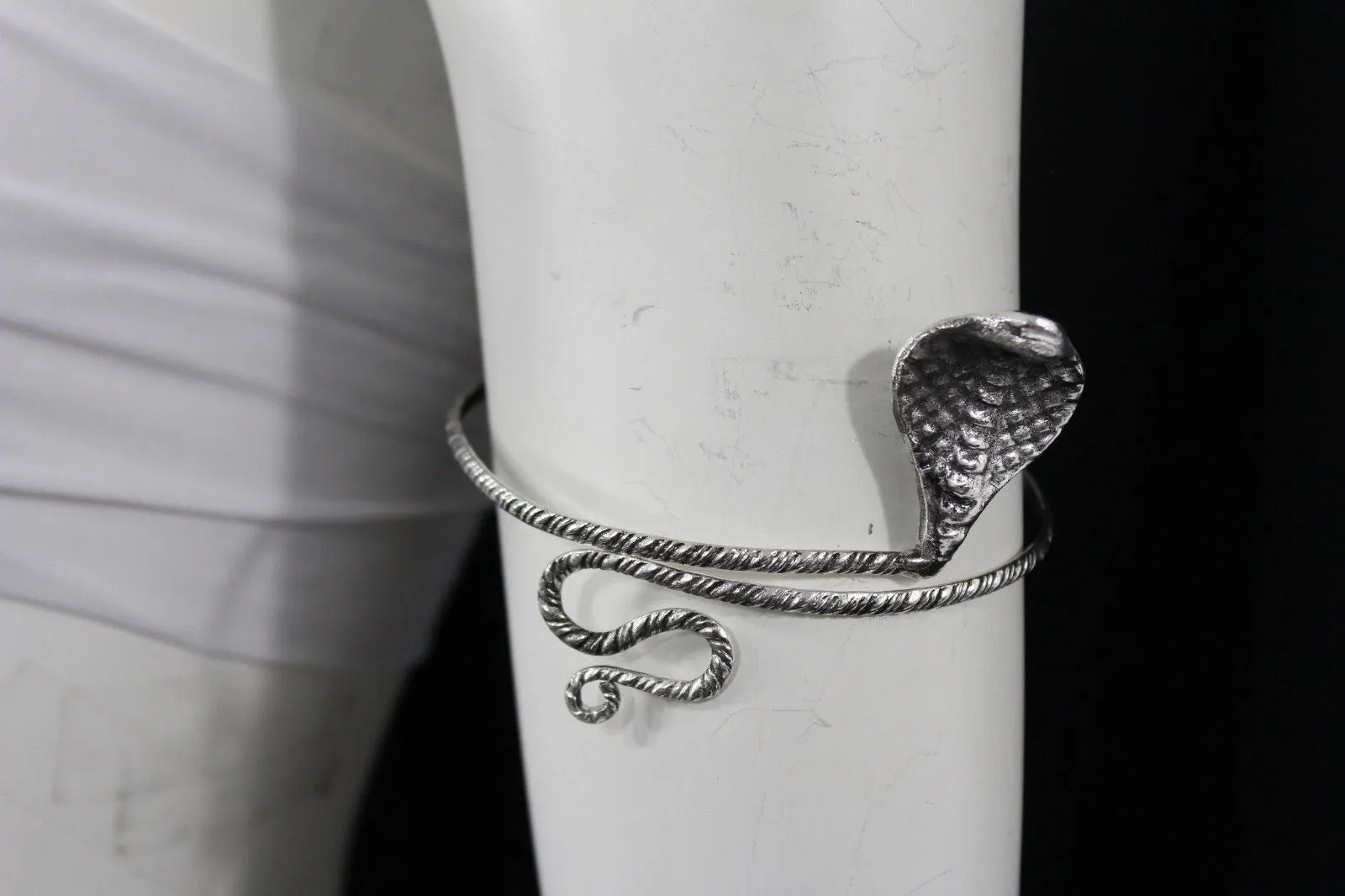 Silver Metal Upper Arm Cuff Bracelet Snake Cobra