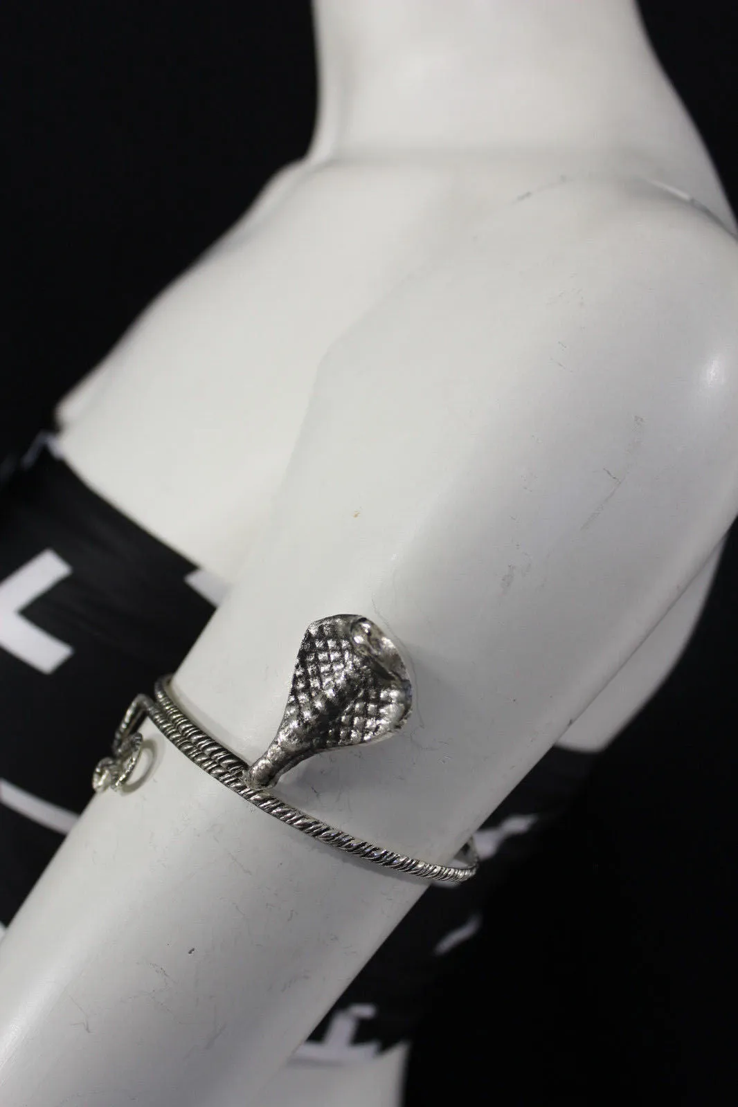 Silver Metal Upper Arm Cuff Bracelet Snake Cobra