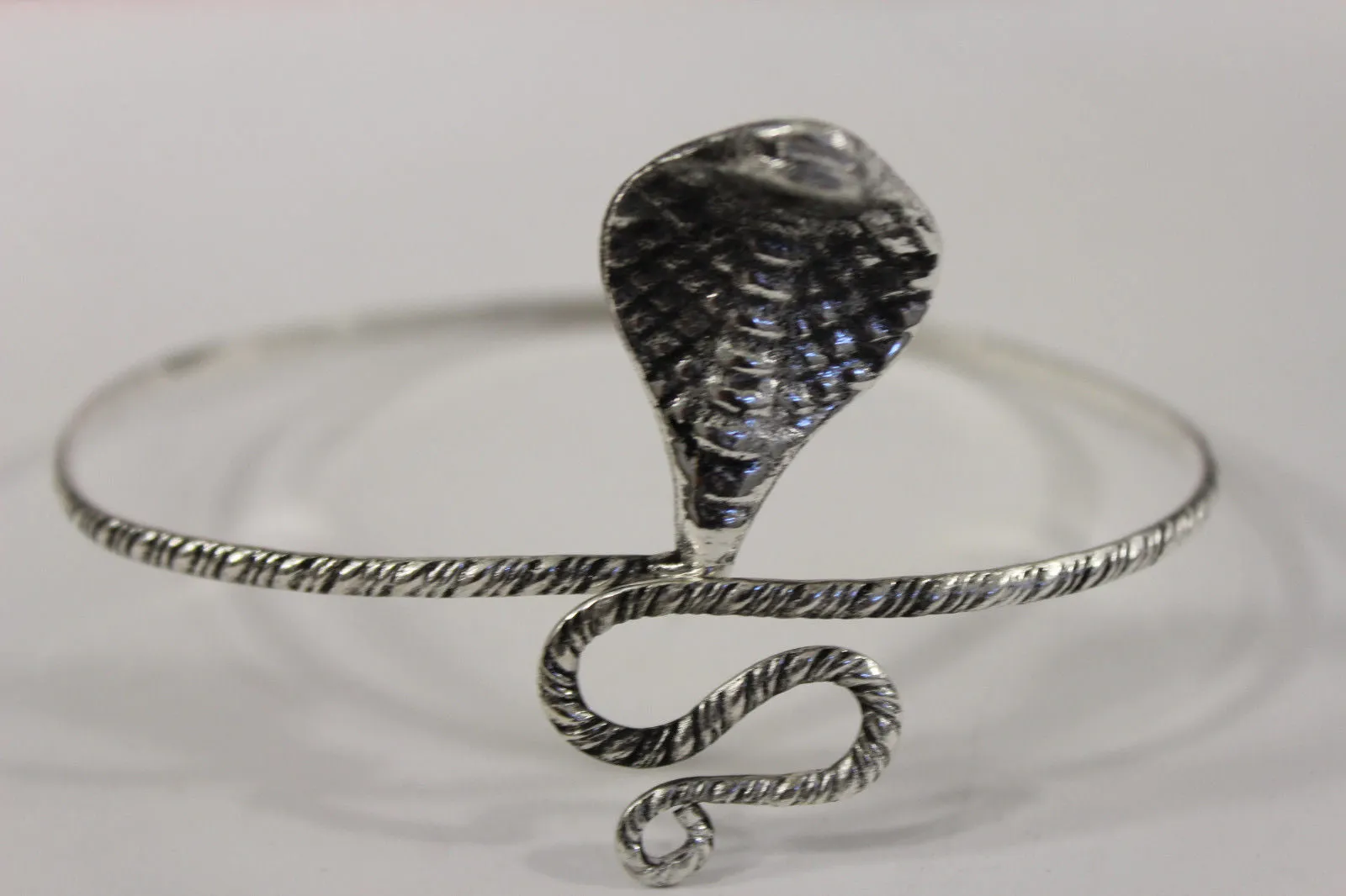 Silver Metal Upper Arm Cuff Bracelet Snake Cobra
