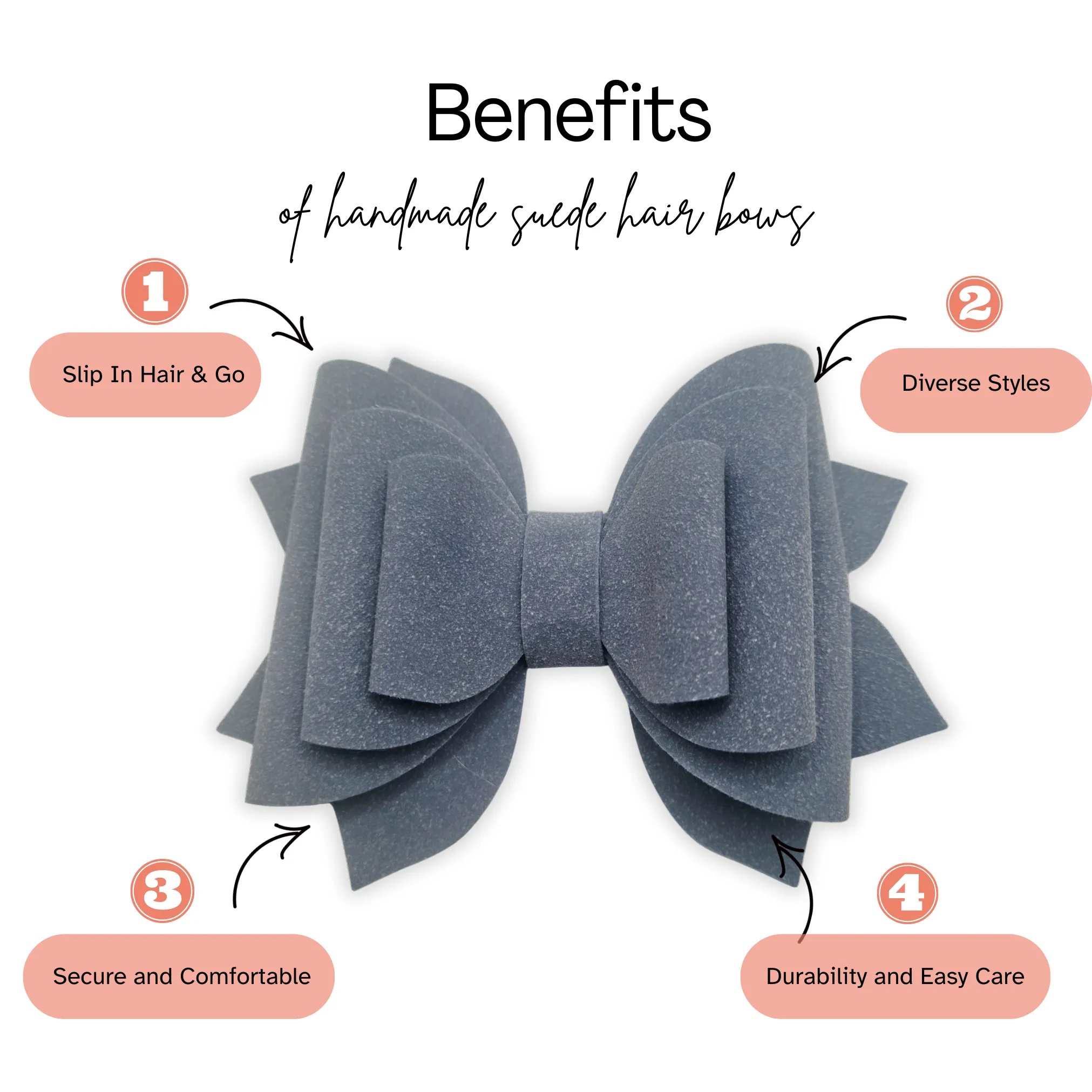 Sky Blue | Suede Hair Bow