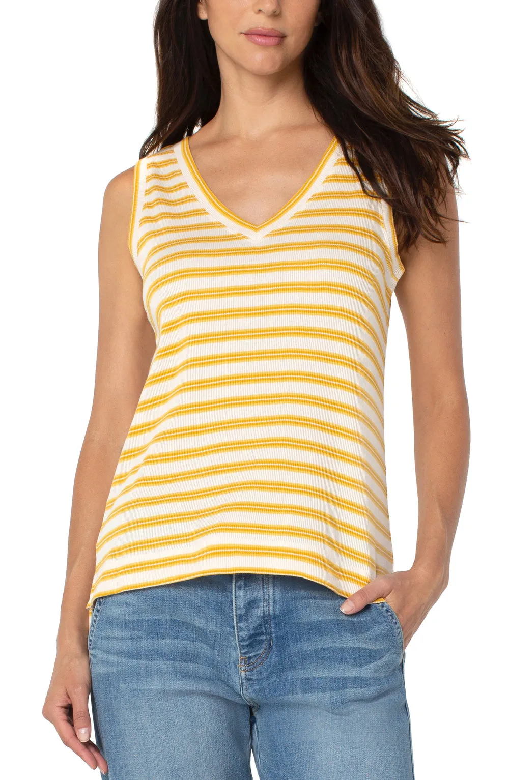Sleeveless V Neck Top
