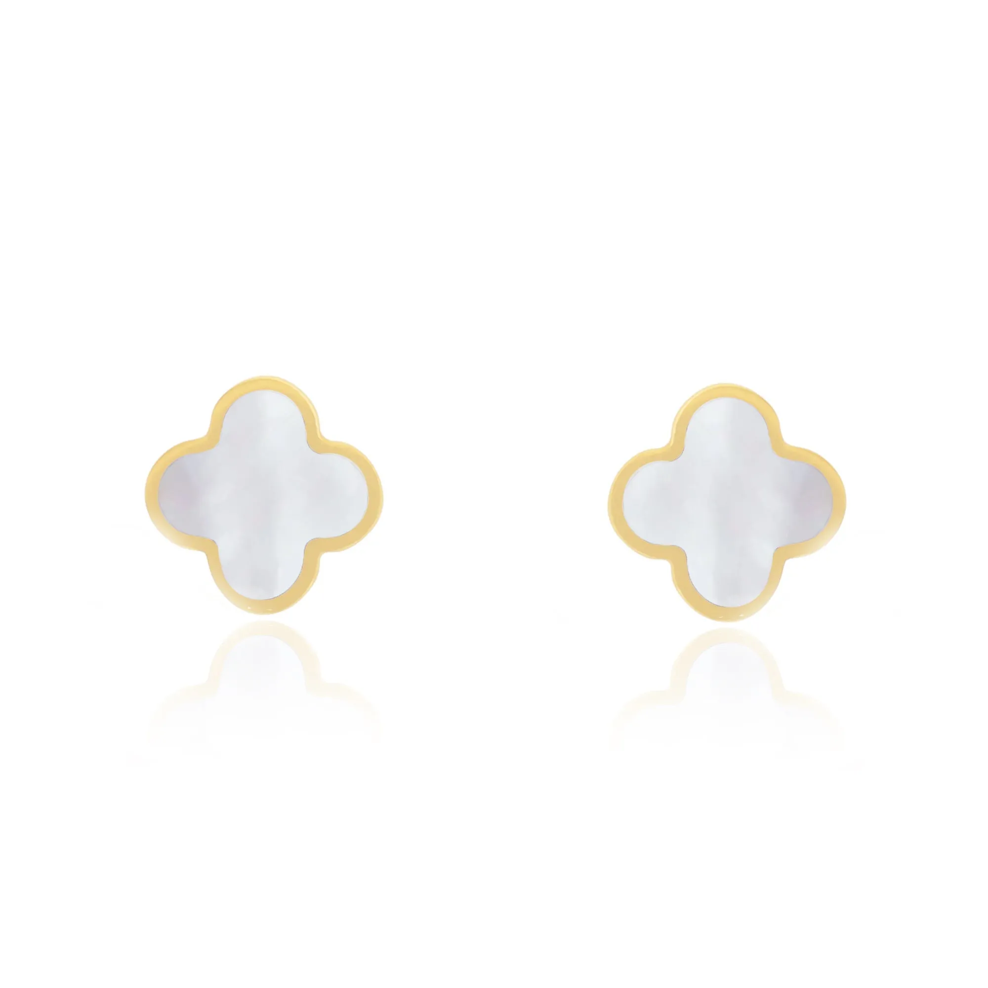 Small Mother of Pearl Clover Stud Earrings