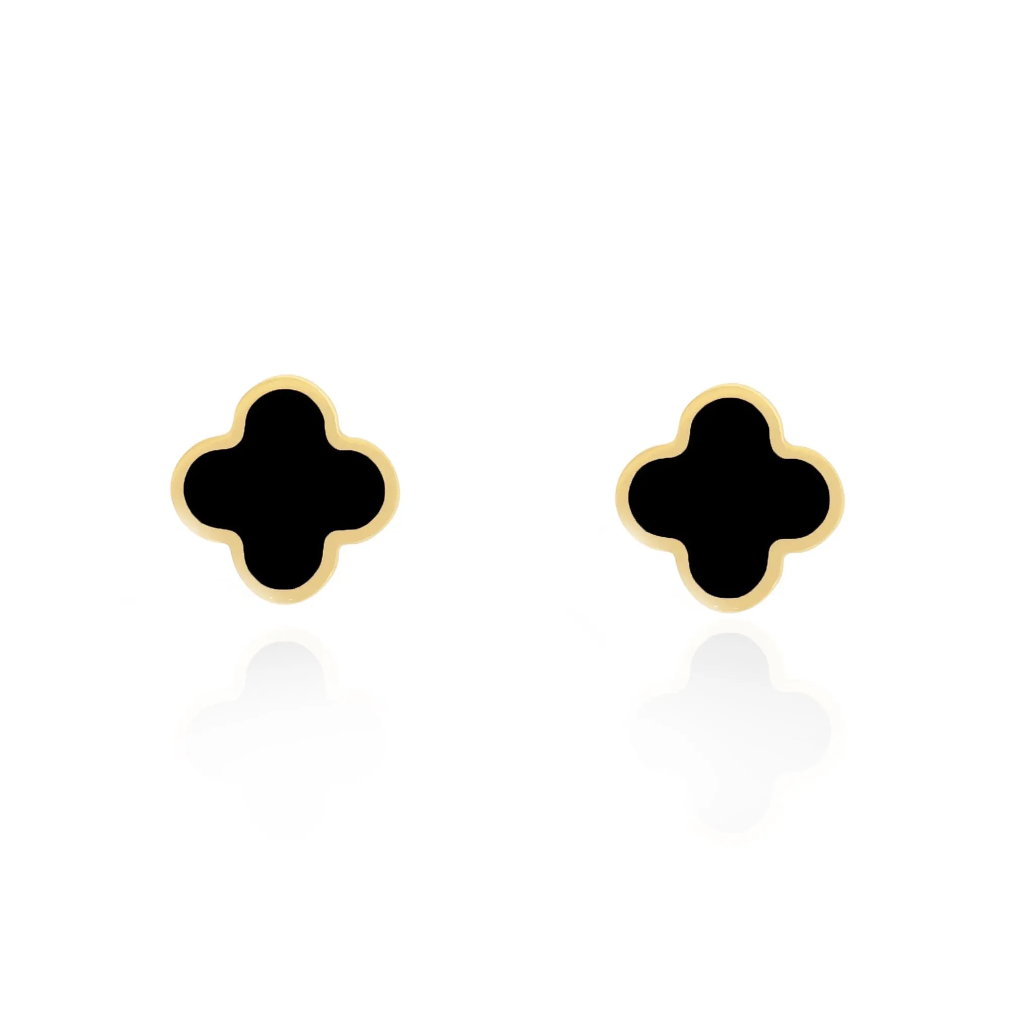 Small Onyx Clover Stud Earrings