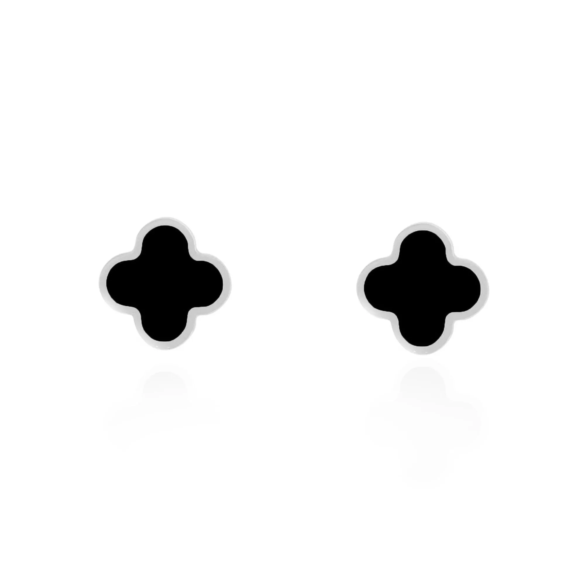 Small Onyx Clover Stud Earrings