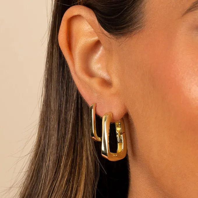 Solid Twisted Box Hoop Earring