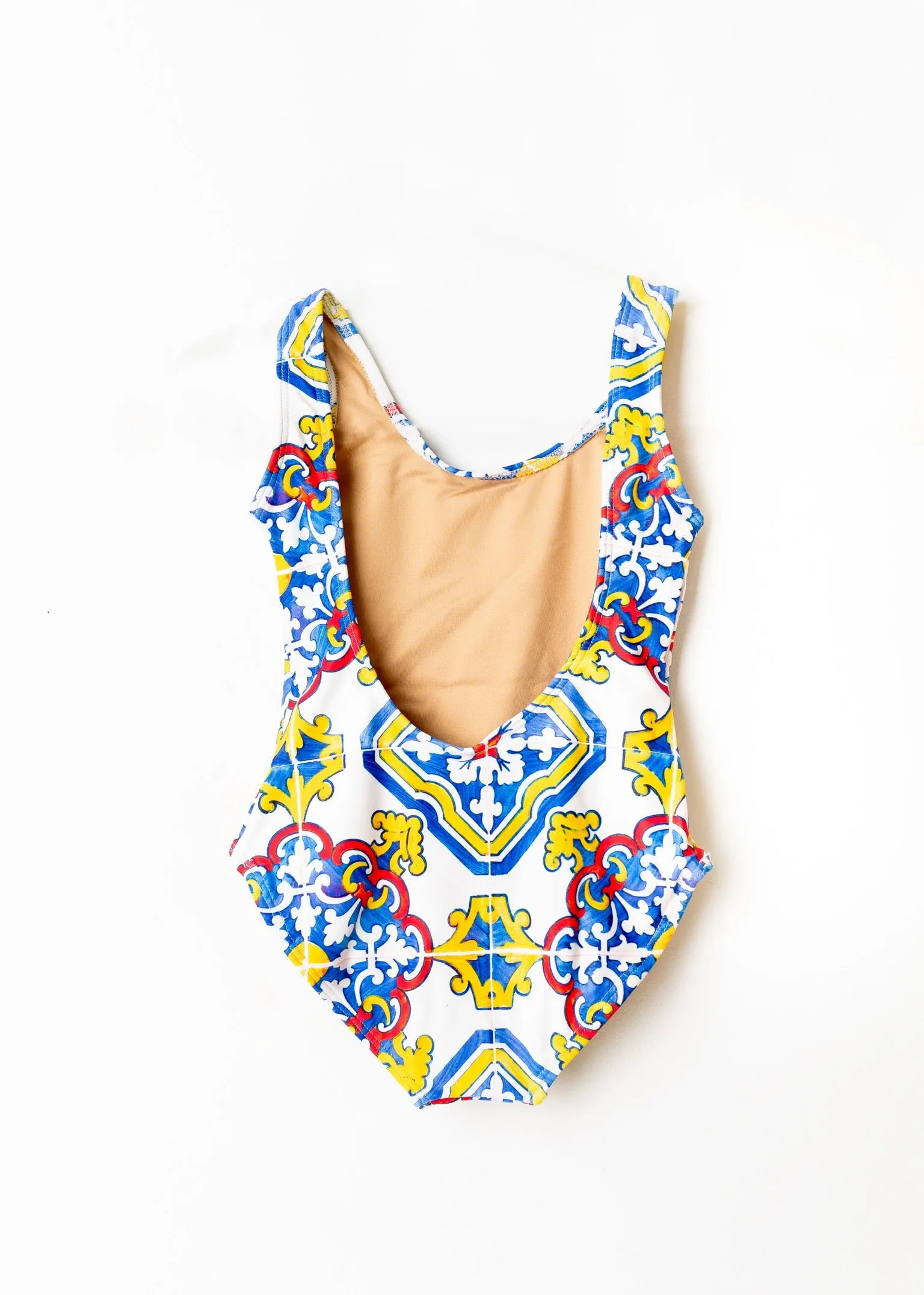 Spanish Tile Swimsuit Kid White
