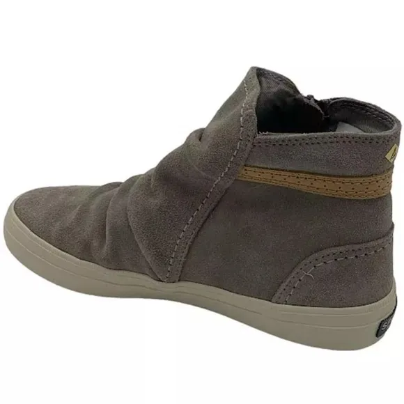 SPERRY Women’s Gray Top Sider Crest Lug Zone Suede Zip-up Ankle Boot Sneaker.