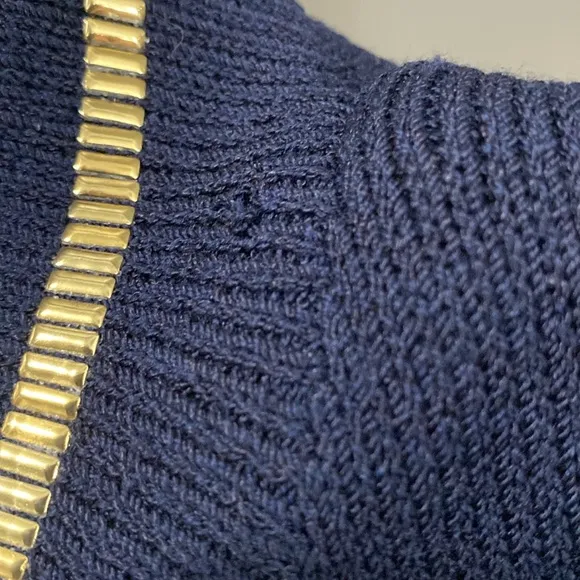 St. John by Marie Gray Deep Navy Blue Ribbed Knit Cardigan/Blazer/Jacket Size 10