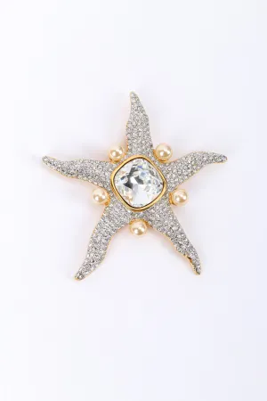 Starfish Rhinestone Brooch