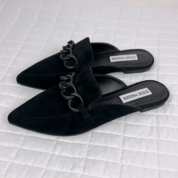 Steve Madden Forte Mule Flat in Black Suede Size 7 NWB