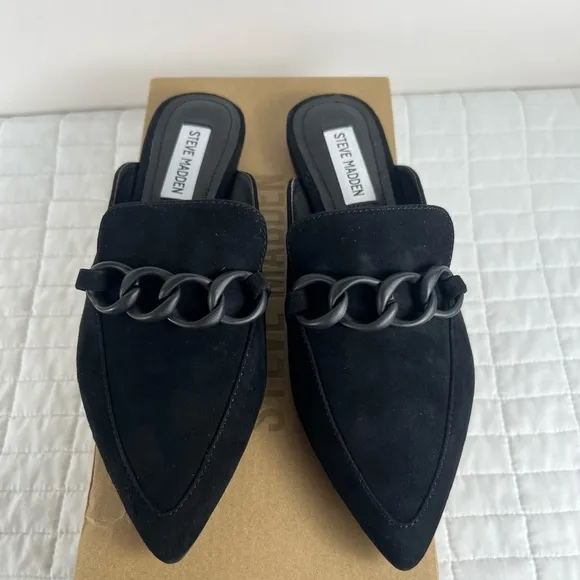 Steve Madden Forte Mule Flat in Black Suede Size 7 NWB