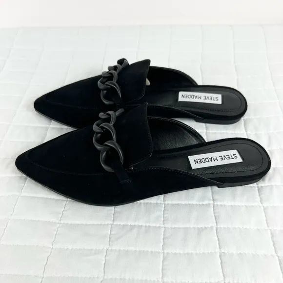 Steve Madden Forte Mule Flat in Black Suede Size 7 NWB