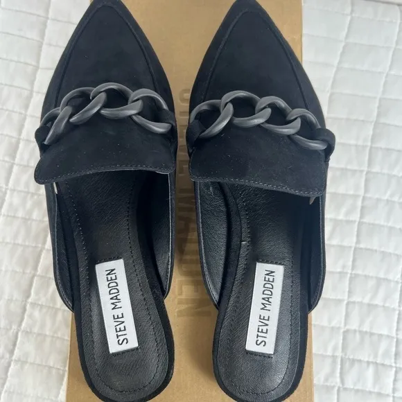 Steve Madden Forte Mule Flat in Black Suede Size 7 NWB