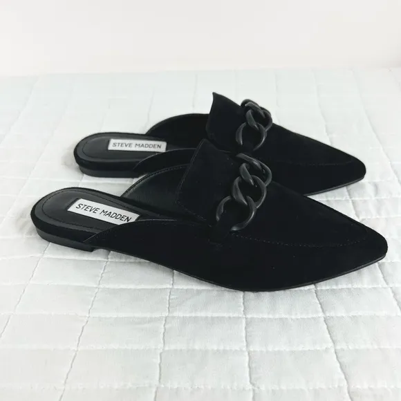 Steve Madden Forte Mule Flat in Black Suede Size 7 NWB