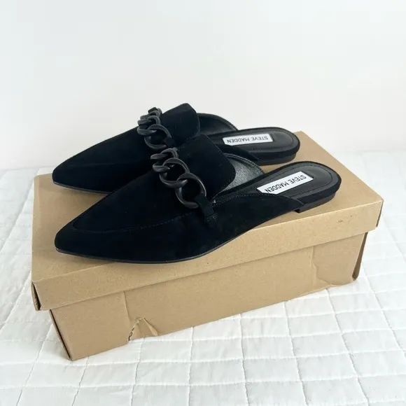 Steve Madden Forte Mule Flat in Black Suede Size 7 NWB