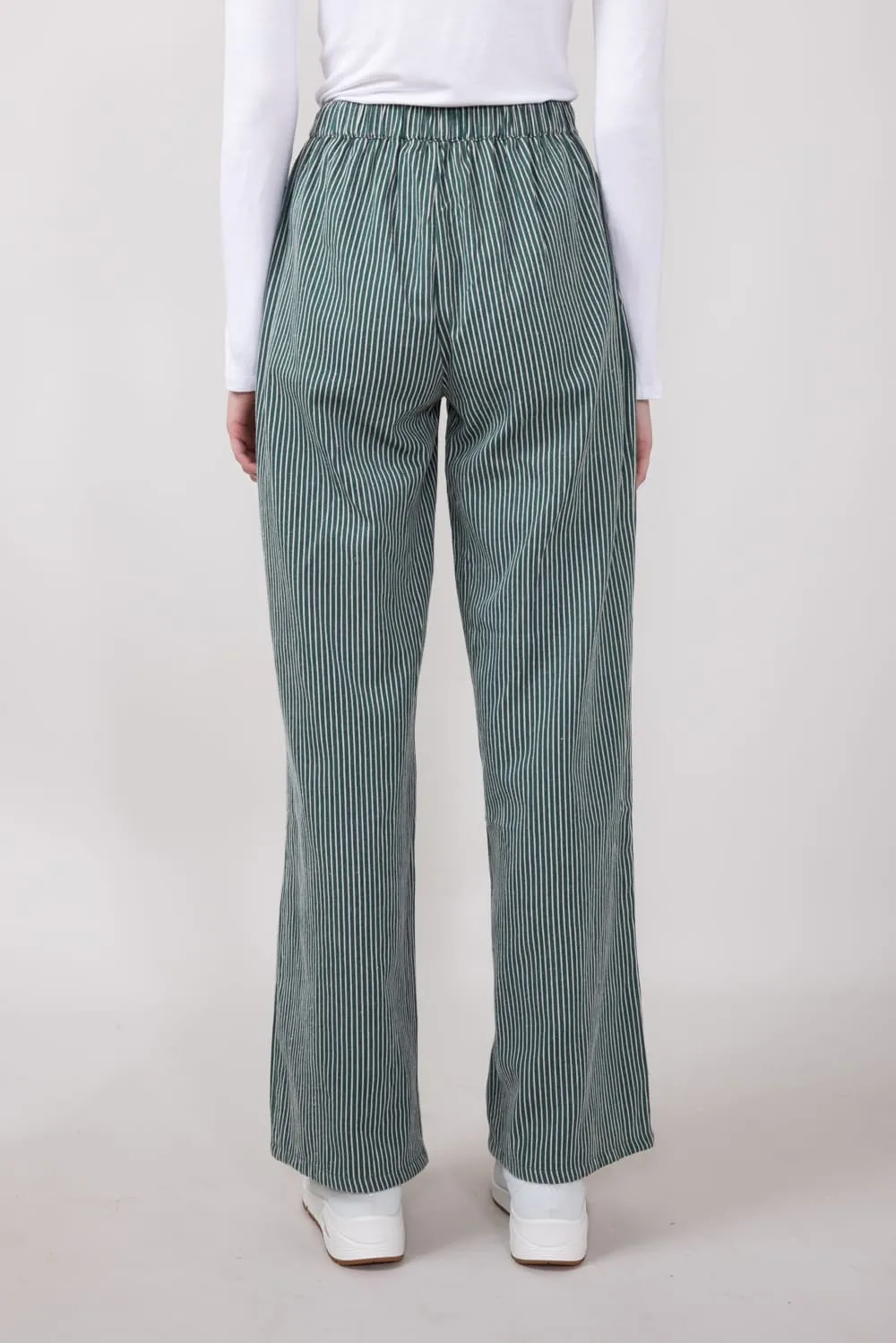 Striped Brushed PJ Pants for Women in Hunter Green | IBP31360-HUNTER