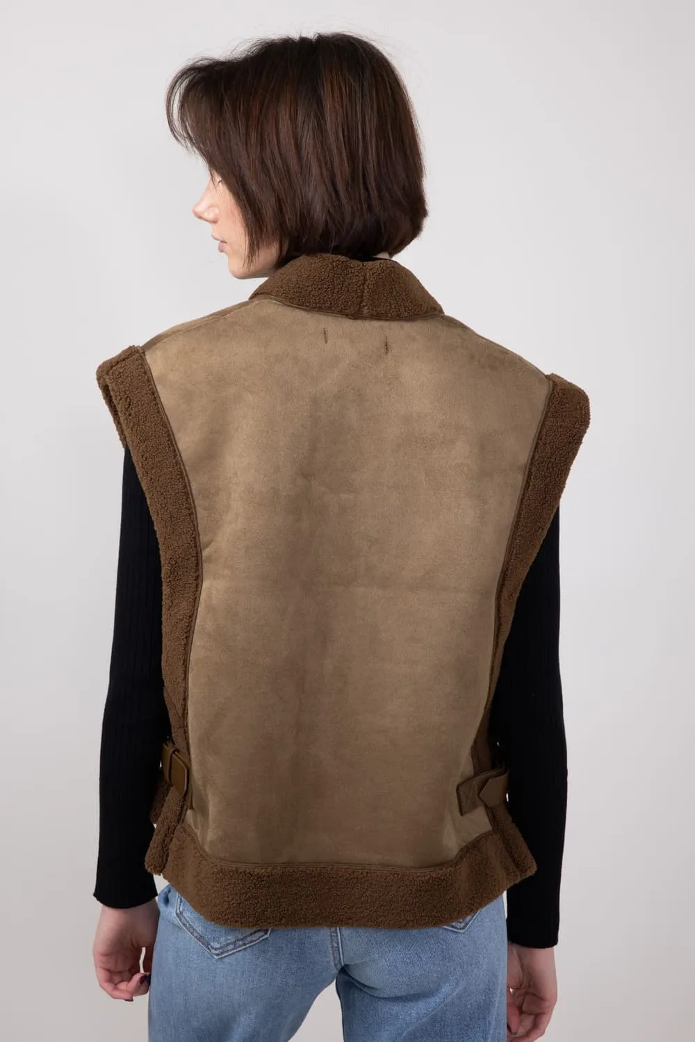 Suede Vest for Women in Brown | QCV420012-BROWN