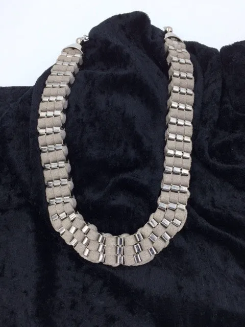 Suzie Blue Suede and Chain Necklace