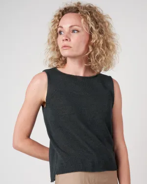 tape yarn sleeveless top - sumi