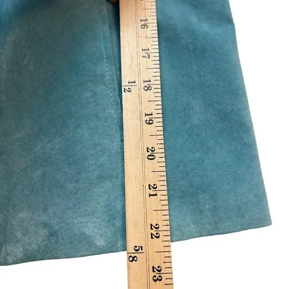 Terry Lewis Classic Luxuries Teal Suede Leather Blazer Jacket Size Small