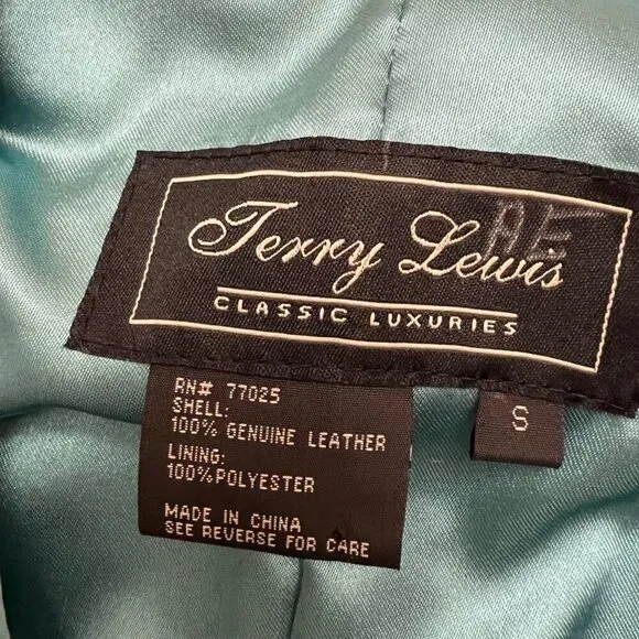 Terry Lewis Classic Luxuries Teal Suede Leather Blazer Jacket Size Small