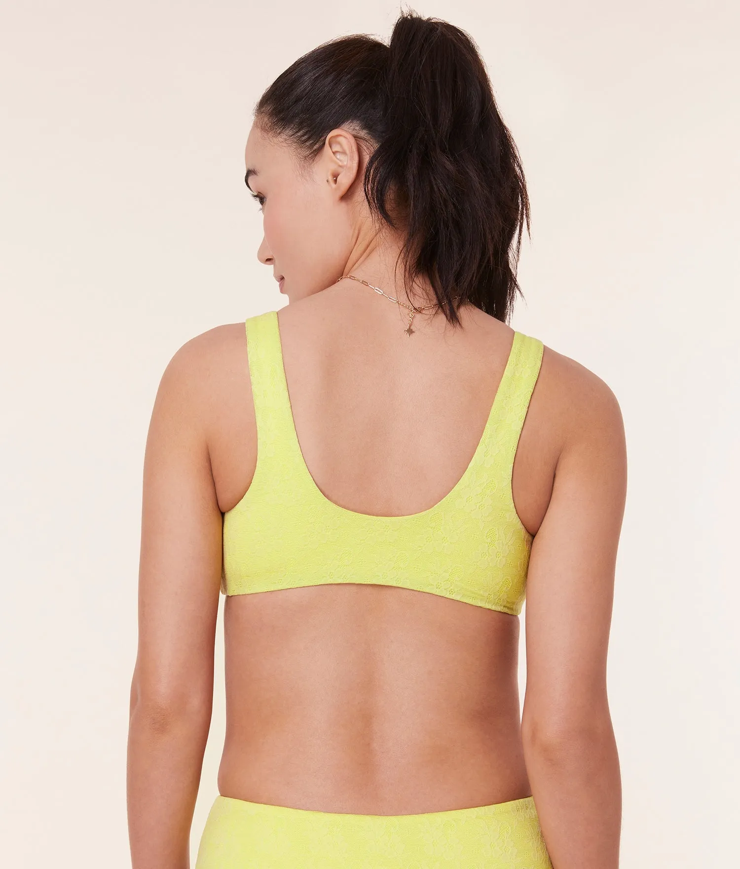 The Delray Bikini Top - Floral Lace - Limeade