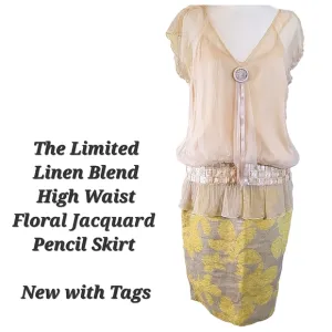 The Limited Linen Blend Floral Jacquard Pencil Skirt | Pencil Skirt | Size 12