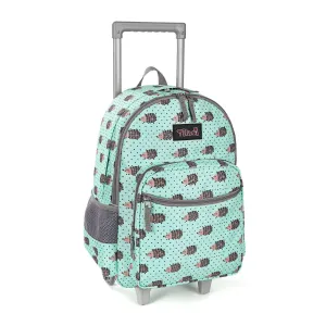 Tilami Green Hedgehog 18 inch Double Handle Rolling Backpack