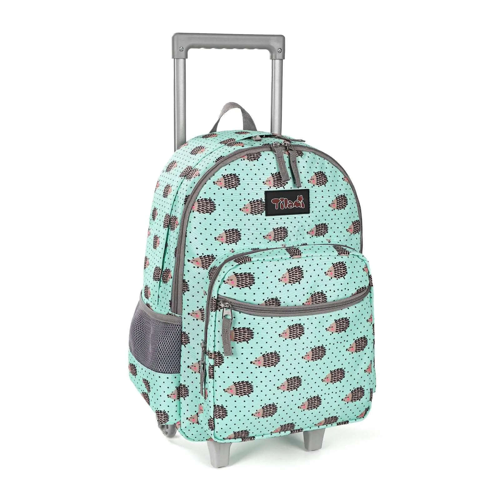 Tilami Green Hedgehog 18 inch Double Handle Rolling Backpack