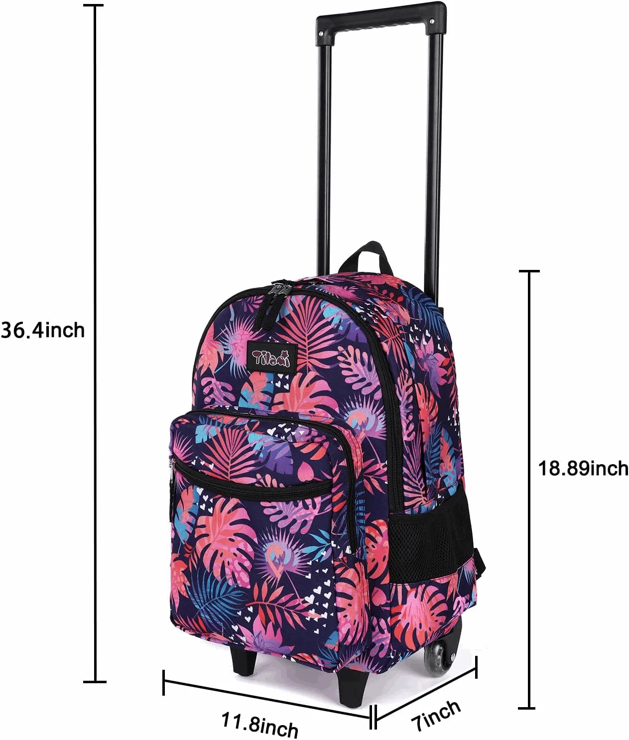 Tilami Leaves Pink 18 inch Double Handle Rolling Backpack
