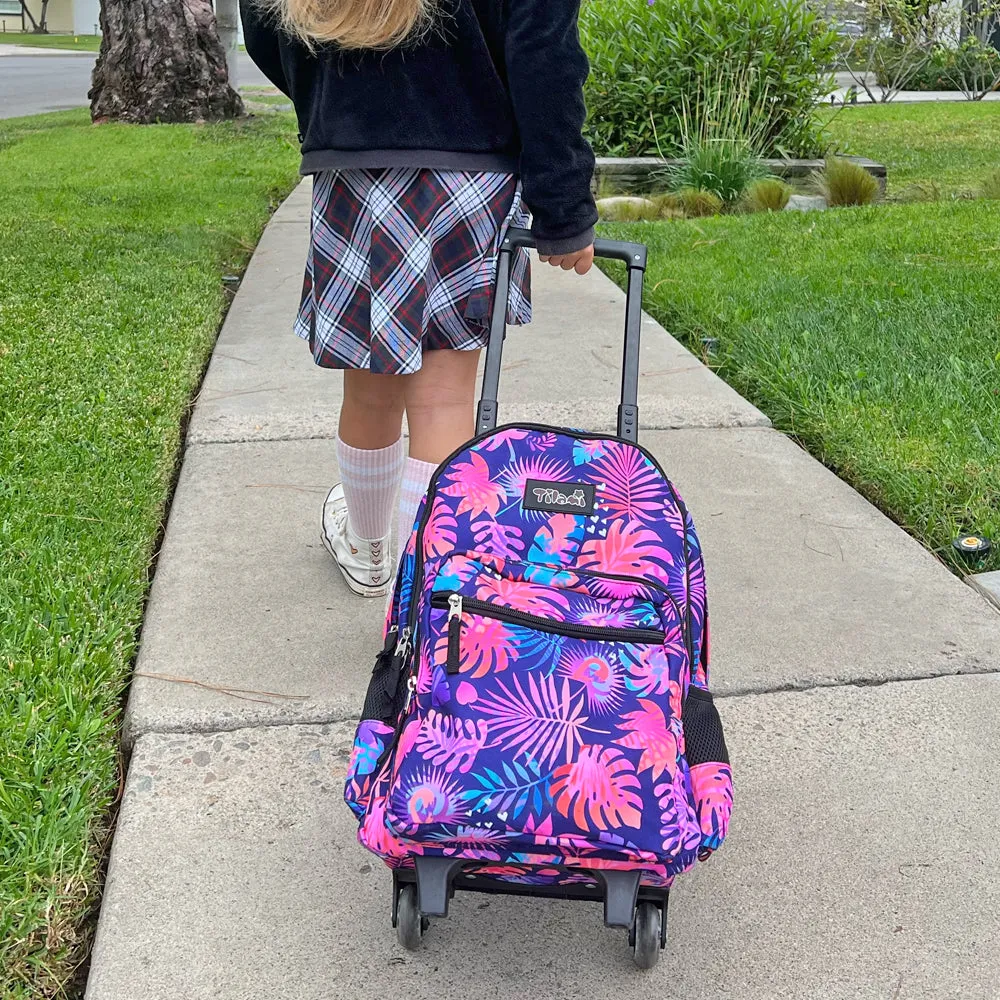 Tilami Leaves Pink 18 inch Double Handle Rolling Backpack