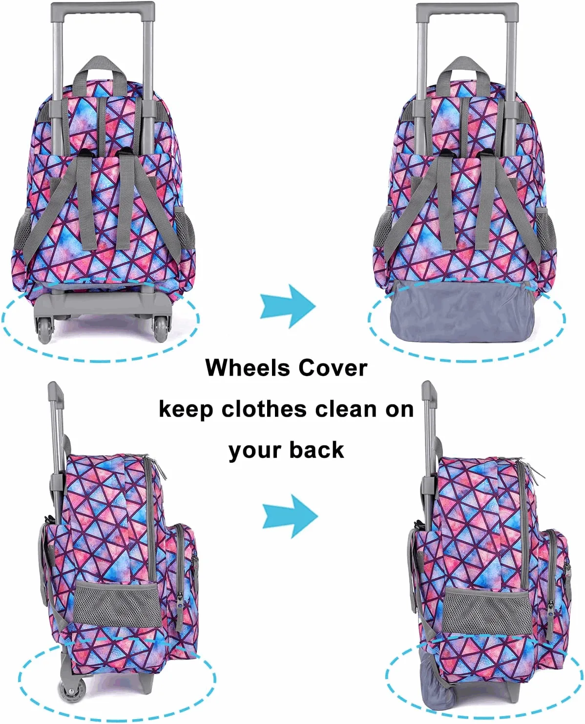 Tilami Triangle Pink 18 inch Double Handle Rolling Backpack